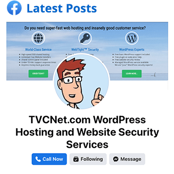 Link to TVCNet.com Website Hosting Facebook account